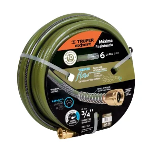 Manguera 3/4" anti-torceduras 6 capas 30m conexiones d/metal
